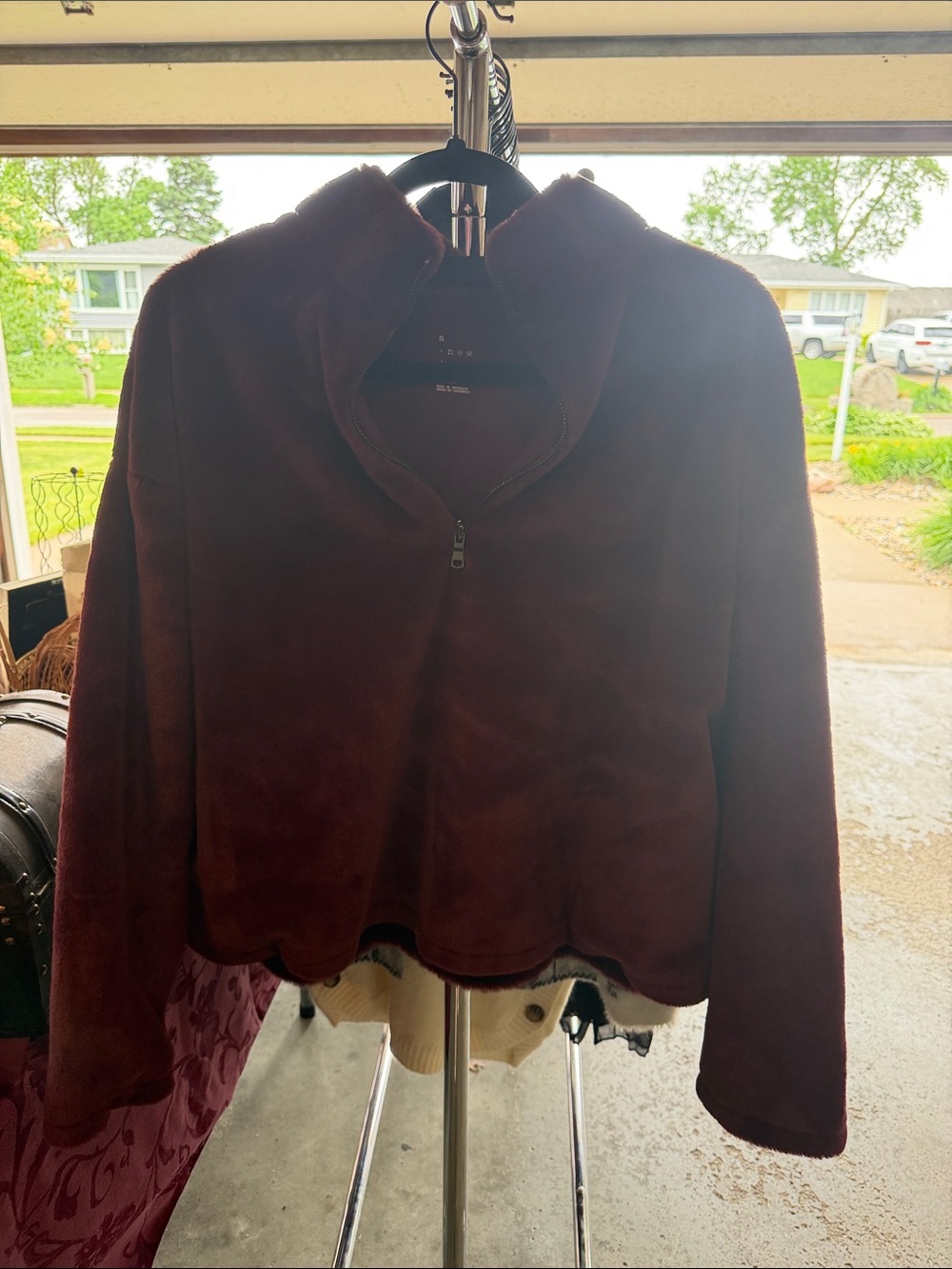 a new day Women's Half-Zip Teddy Jacket in Deep Wine